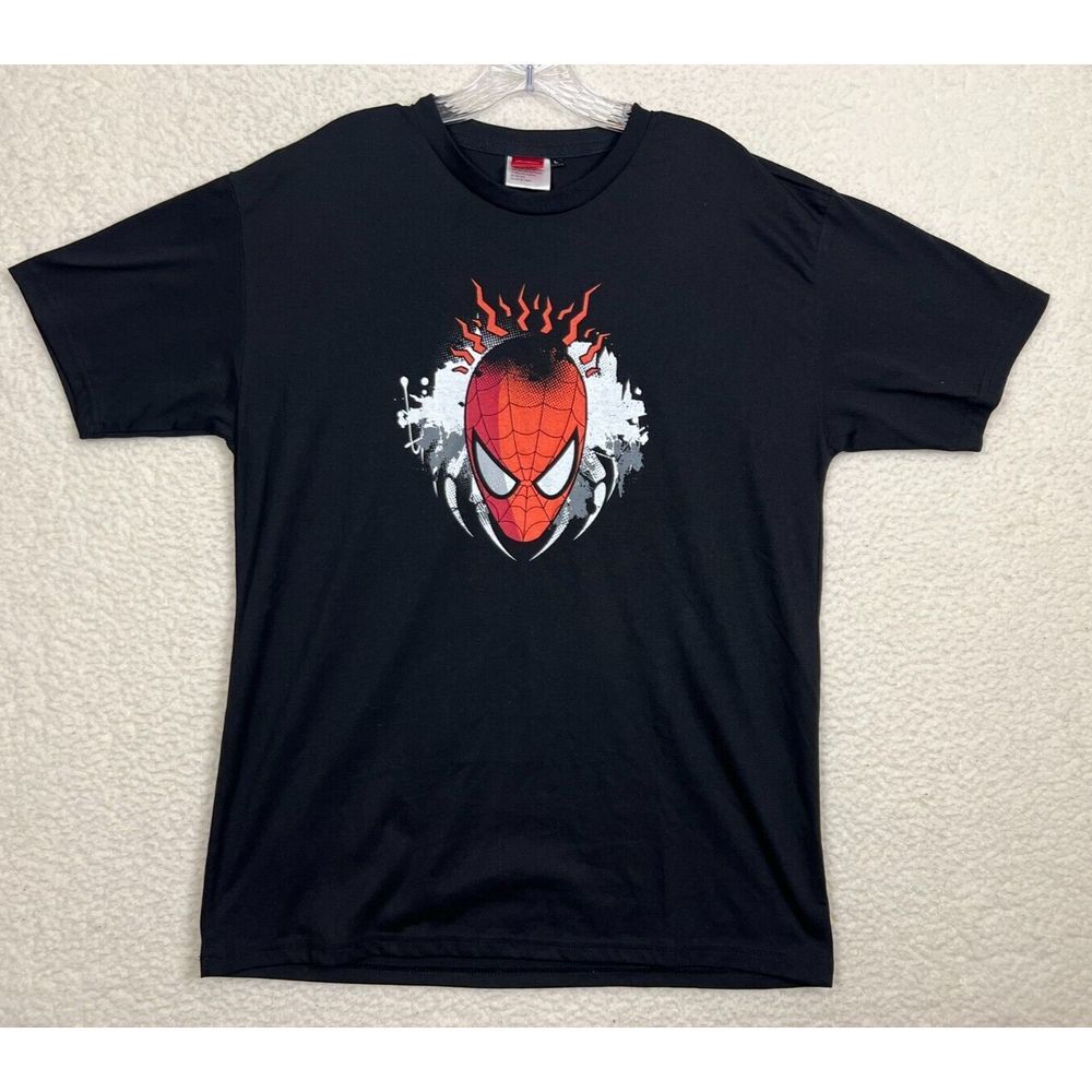 Spiderman Shirt Mens Large Marvel Tingling Spidey Sense Black‎ Logo Soft